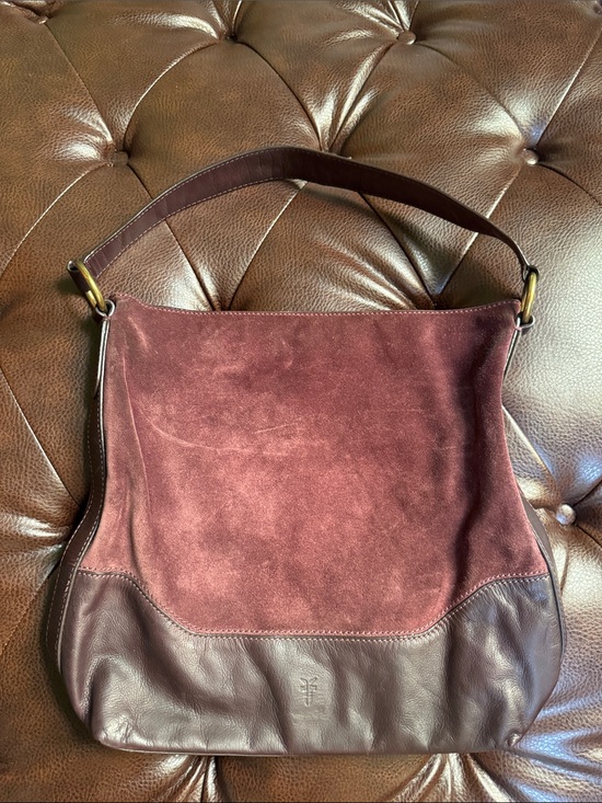 Frye Handbags - Frye Women's Suede and Leather Hobo Bag - Burgundy